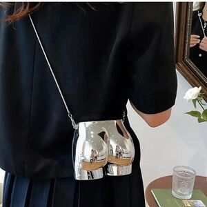 Statement Silver and Gold Metallic Sculptural Bags AKA Bum Bags